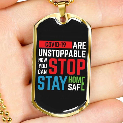 Custom Picture Stay Home Stay Safe Dog Tag Military Chain Necklace For Everyone Dog Tag Rakva