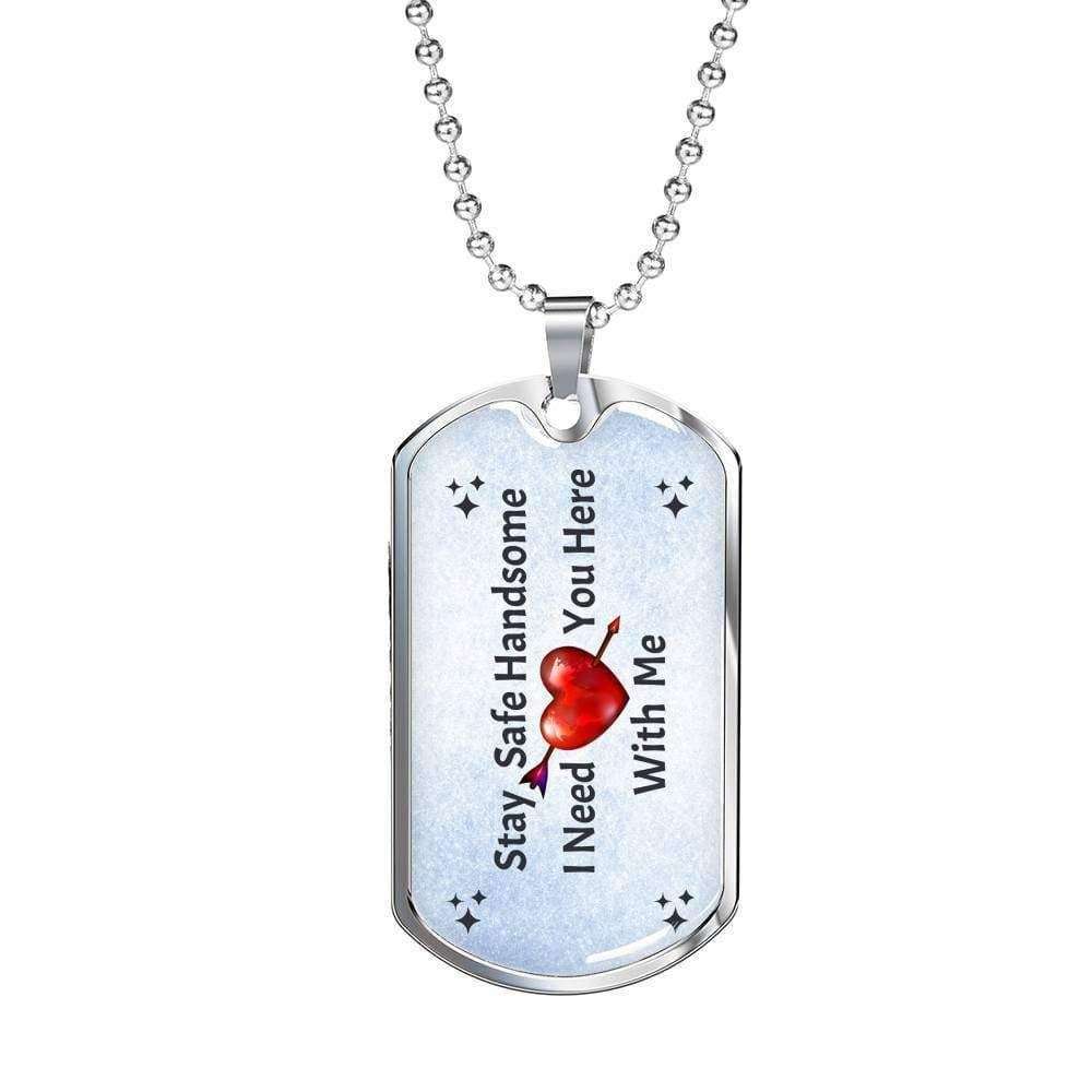 Custom Picture Stay Safe Handsome Dog Tag Military Chain Necklace Gift For Him Dog Tag Rakva