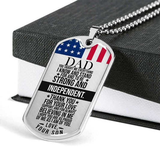 Custom Picture Strong And Independent Dog Tag Military Chain Necklace Giving Men Dog Tag Rakva