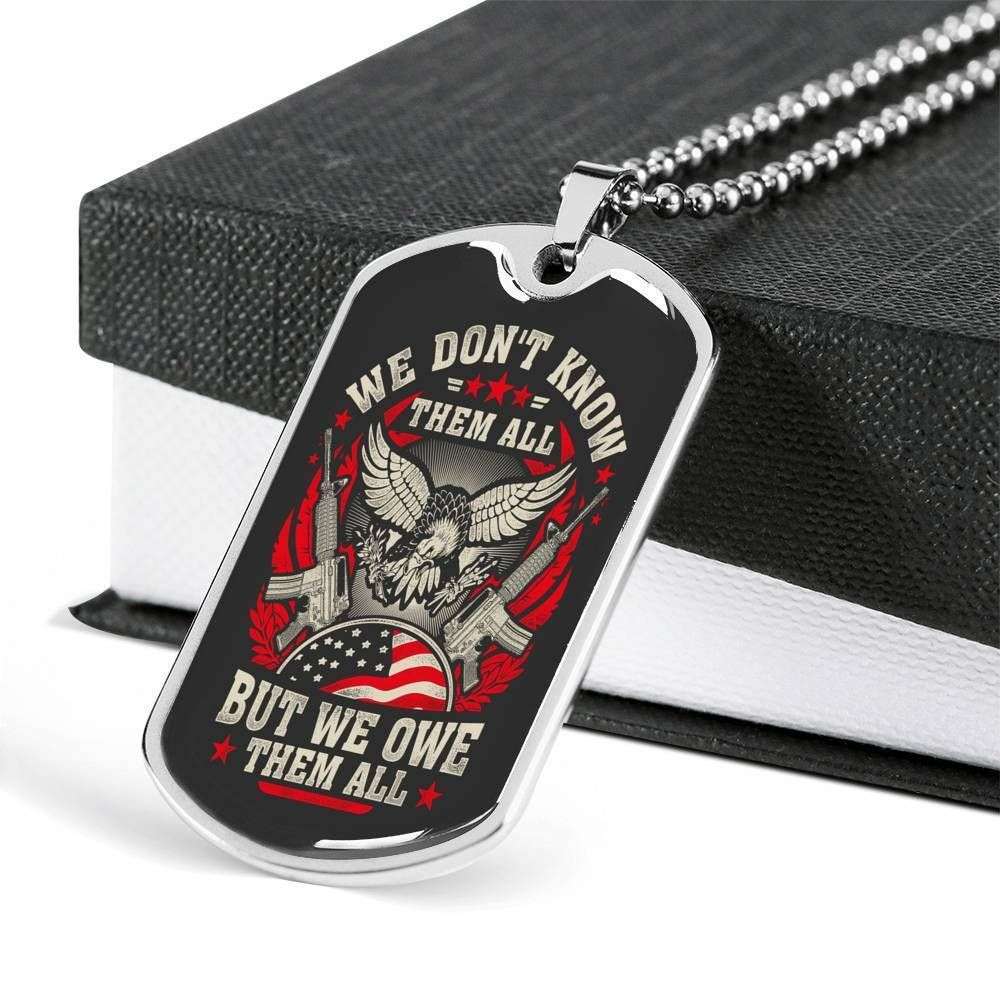 Custom Picture We Owe Them All Silver Dog Tag Military Chain Necklace Giving Men Dog Tag Rakva