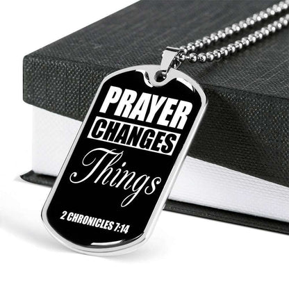 Custom Prayer Changes Things Dog Tag Military Chain Pendant Necklace Dog Tag Rakva