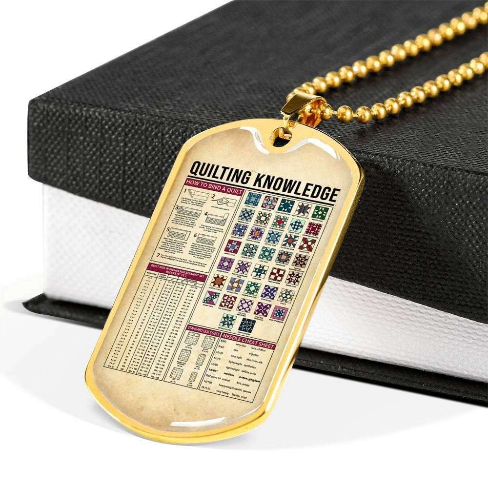 Custom Quilting Knowledge Dog Tag Military Chain Necklace Giving Men Dog Tag Rakva