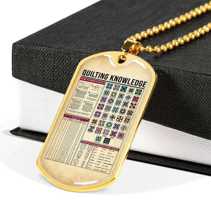 Custom Quilting Knowledge Dog Tag Military Chain Necklace Giving Men Dog Tag Rakva