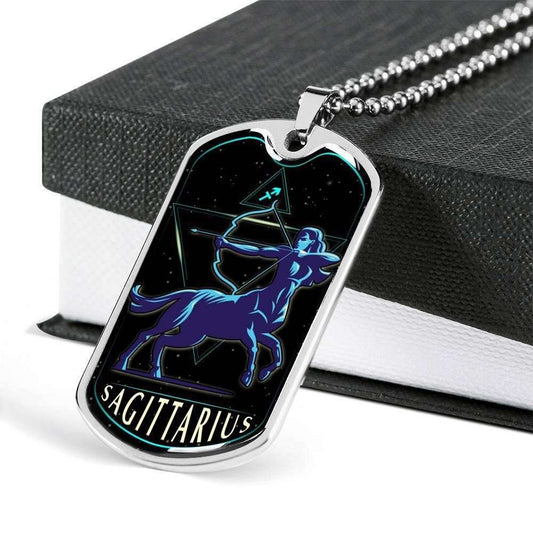 Custom Sagittarius Dog Tag Military Chain Necklace For Men Dog Tag Rakva