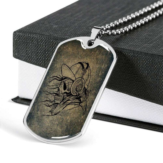 Custom Skull With Headset Dog Tag Military Chain Pendant Necklace Gift For Men Dog Tag Rakva