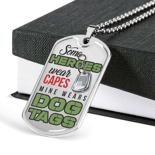 Custom Some Heroes Wear Capes Dog Tag Military Chain Necklace Gift For Men Dog Tag Rakva