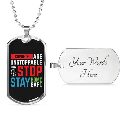 Custom Stay Home Stay Safe Dog Tag Military Chain Necklace For Everyone Dog Tag Rakva