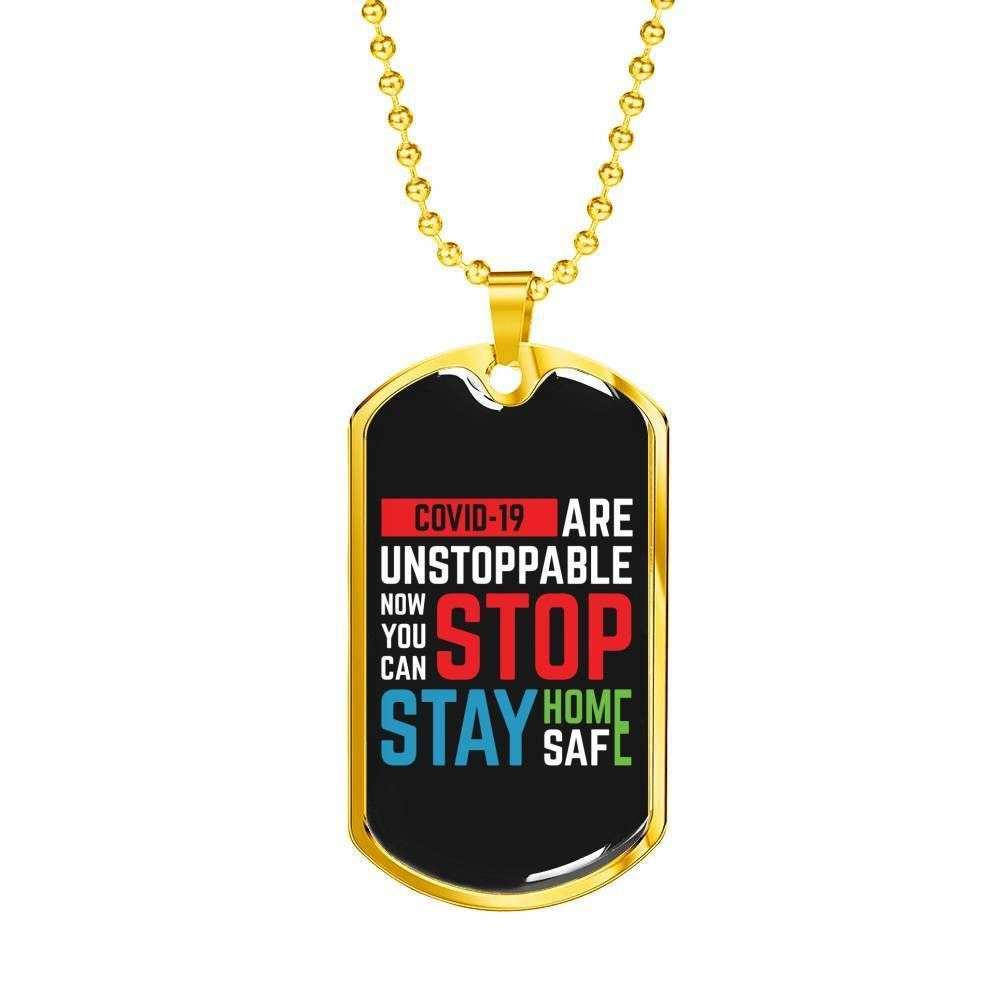 Custom Stay Home Stay Safe Dog Tag Military Chain Necklace For Everyone Dog Tag Rakva