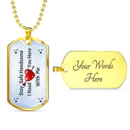 Custom Stay Safe Handsome Dog Tag Military Chain Necklace Gift For Him Dog Tag Rakva