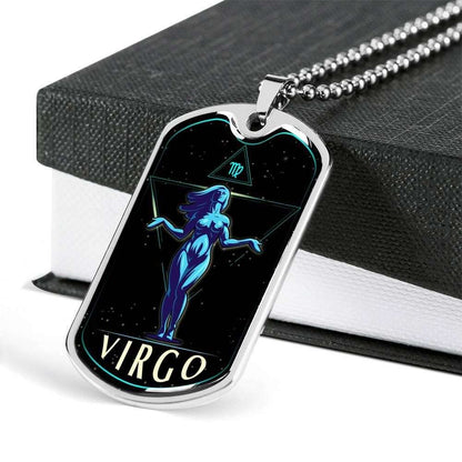 Custom Virgo Horoscope Dog Tag Military Chain Necklace Gift For Men Dog Tag Rakva