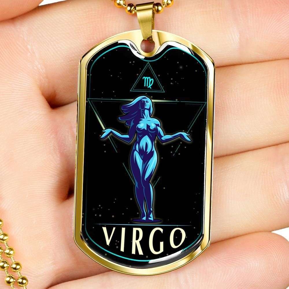 Custom Virgo Horoscope Dog Tag Military Chain Necklace Gift For Men Dog Tag Rakva