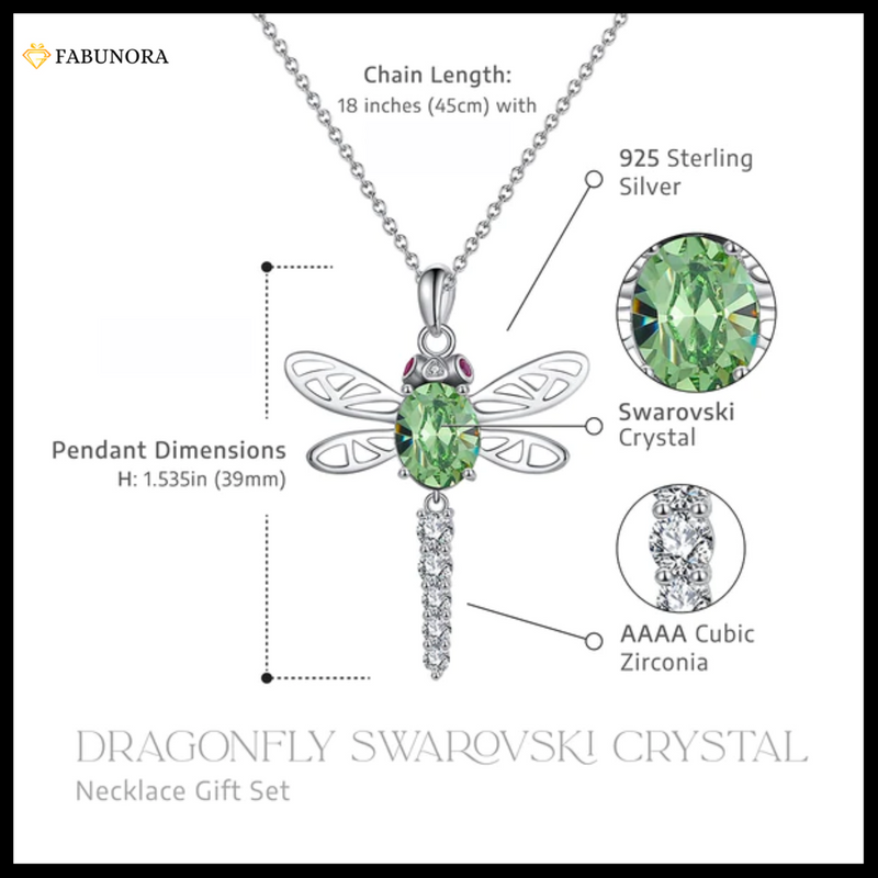 Whimsical Flight – Swarovski Crystal Dragonfly Necklace | 925 Sterling Silver Pendant Set by Rakva