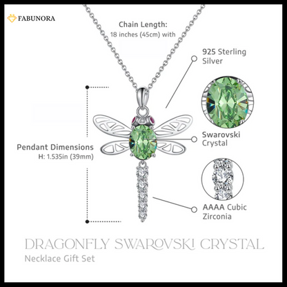 Whimsical Flight – Swarovski Crystal Dragonfly Necklace | 925 Sterling Silver Pendant Set by Rakva