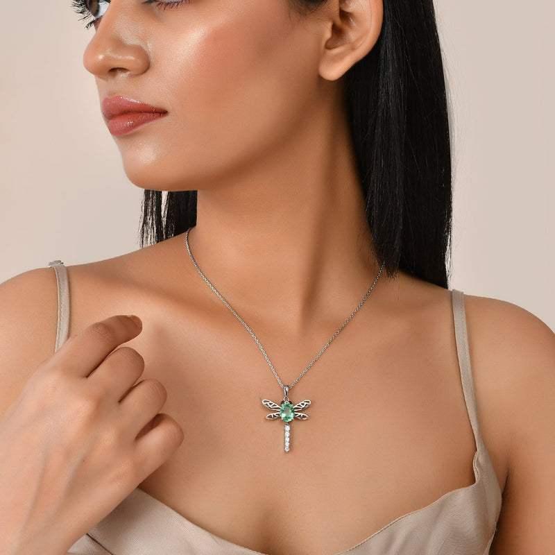 Whimsical Flight – Swarovski Crystal Dragonfly Necklace | 925 Sterling Silver Pendant Set by Rakva