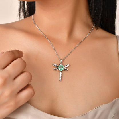 Whimsical Flight – Swarovski Crystal Dragonfly Necklace | 925 Sterling Silver Pendant Set by Rakva