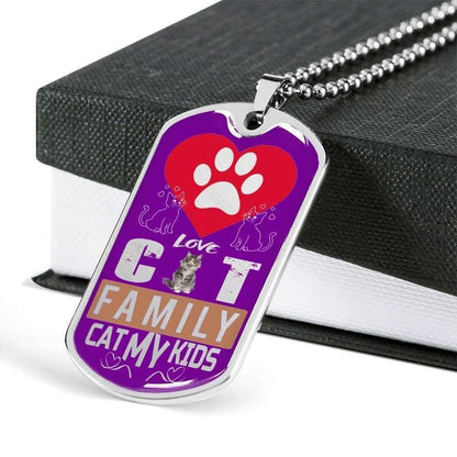 Dad Dog Tag Custom Picture, Cat Family Cat My Kids Dog Tag Necklace Giving Men Father's Day Rakva