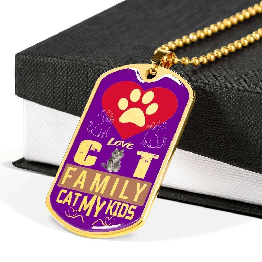 Dad Dog Tag Custom Picture, Cat Family Cat My Kids Dog Tag Necklace Giving Men Father's Day Rakva