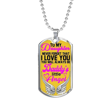 Dad Dog Tag Custom Picture Father’S Day, Always Be Daddy’S Little Angel Dog Tag Necklace Gift For Daughter Father's Day Rakva