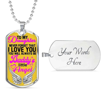 Dad Dog Tag Custom Picture Father’S Day, Always Be Daddy’S Little Angel Dog Tag Necklace Gift For Daughter Father's Day Rakva