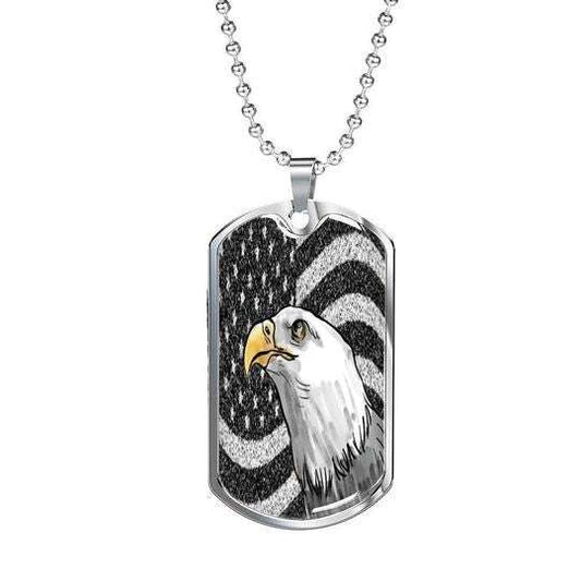 Dad Dog Tag Custom Picture Father’S Day, American Flag With Eagle Dog Tag Necklace For Dad Father's Day Rakva