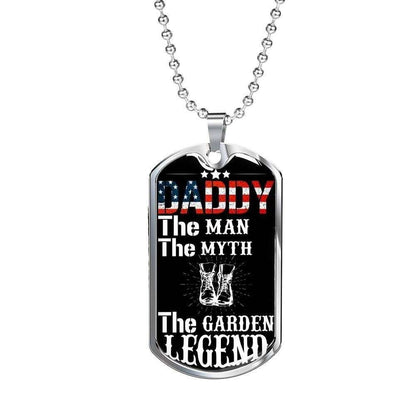 Dad Dog Tag Custom Picture Father’S Day, American Garden Daddy Legend Dog Tag Necklace Gift For Men Father's Day Rakva