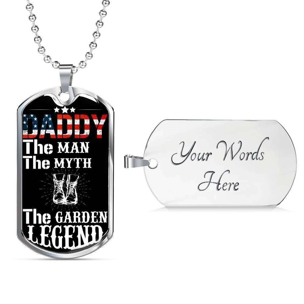 Dad Dog Tag Custom Picture Father’S Day, American Garden Daddy Legend Dog Tag Necklace Gift For Men Father's Day Rakva