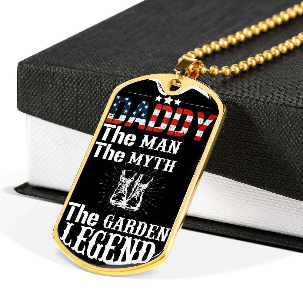 Dad Dog Tag Custom Picture Father’S Day, American Garden Daddy Legend Dog Tag Necklace Gift For Men Father's Day Rakva