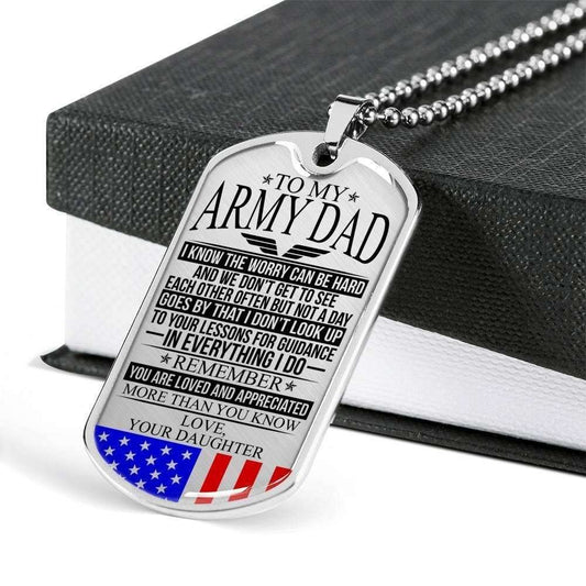 Dad Dog Tag Custom Picture Father’S Day, Army Dad ˜ The Worry ˜ Love, Your Daughter ˜ Necklace Custom Engraved Father's Day Rakva