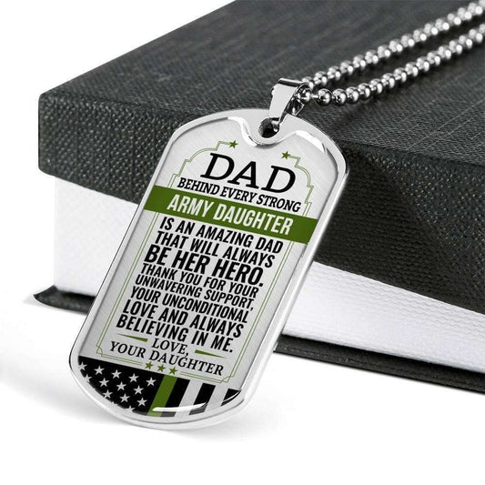 Dad Dog Tag Custom Picture Father’S Day, Army Daughter Gift For Dad Necklace Always Be Her Hero Father's Day Rakva