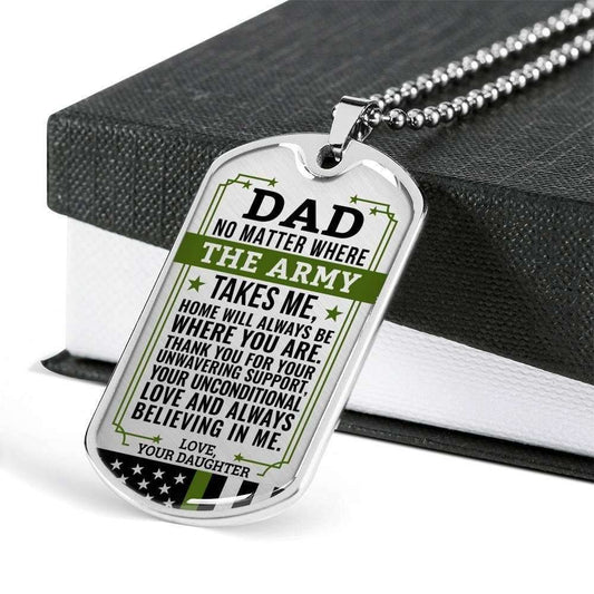 Dad Dog Tag Custom Picture Father’S Day, Army Daughter Gift For Dad Necklace Home Is Where You Are Father's Day Rakva
