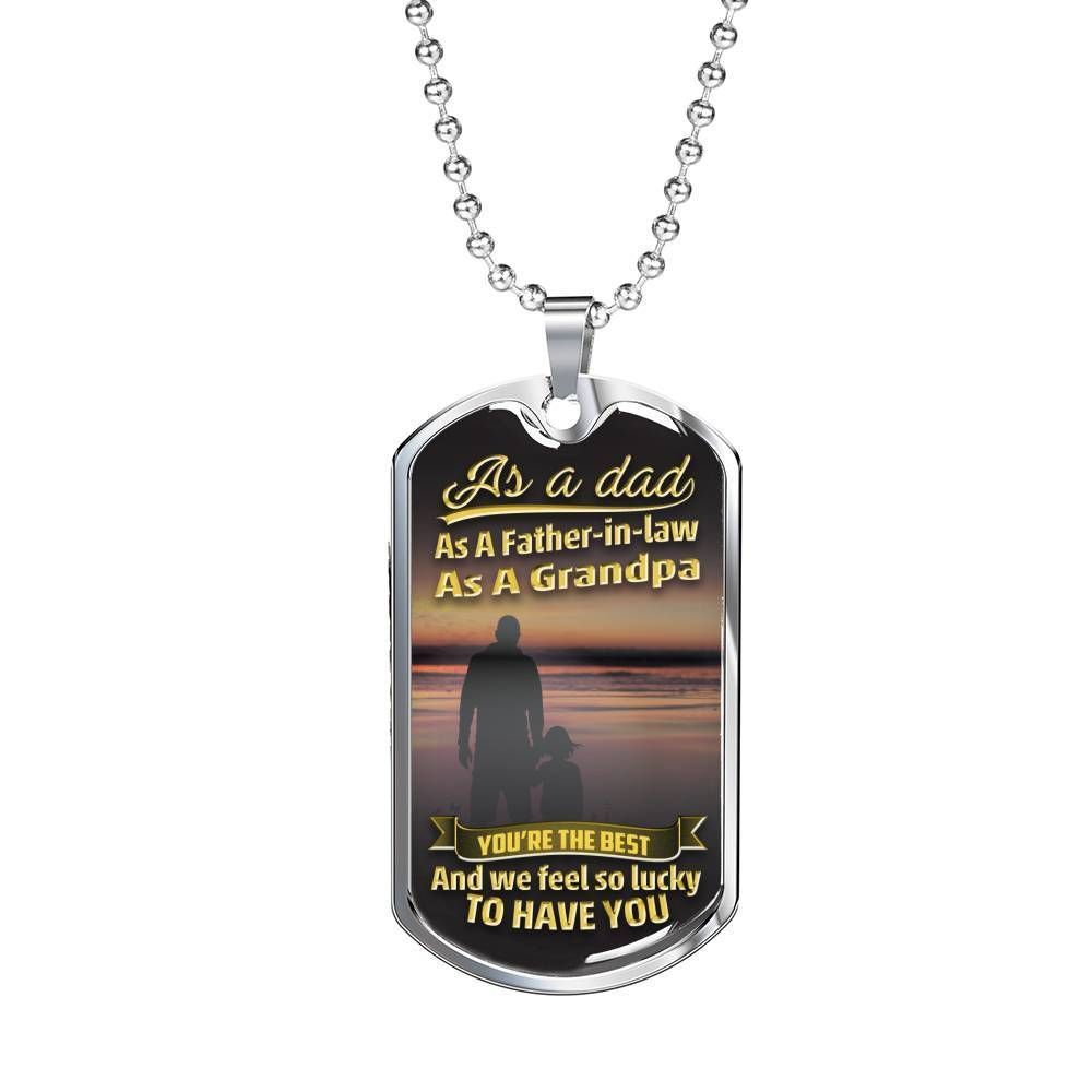 Dad Dog Tag Custom Picture Father’S Day, As A Dad As A Father In Law Dog Tag Necklace For Dad Father's Day Rakva