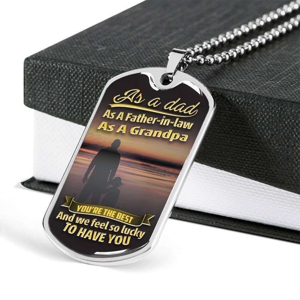Dad Dog Tag Custom Picture Father’S Day, As A Dad As A Father In Law Dog Tag Necklace For Dad Father's Day Rakva