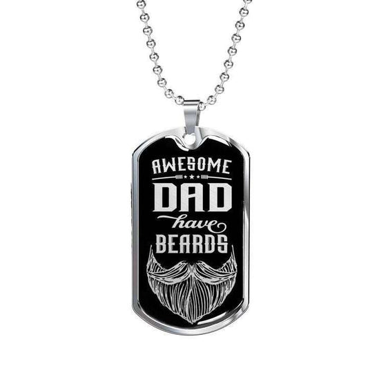 Dad Dog Tag Custom Picture Father’S Day, Awesome Dad Have Beards Dog Tag Necklace Gift For Dad Father's Day Rakva