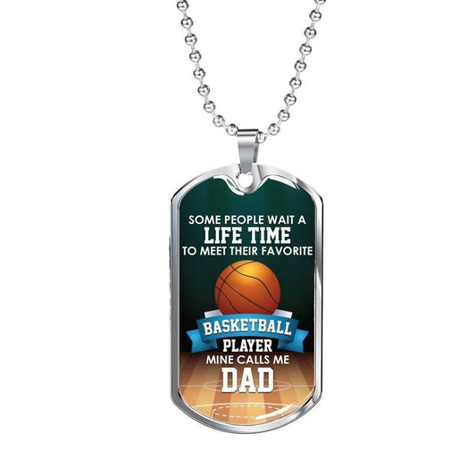 Dad Dog Tag Custom Picture Father’S Day, Basketball Player Mine Calls Me Dad Necklace For Dad Father's Day Rakva