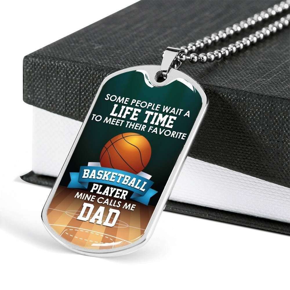 Dad Dog Tag Custom Picture Father’S Day, Basketball Player Mine Calls Me Dad Necklace For Dad Father's Day Rakva