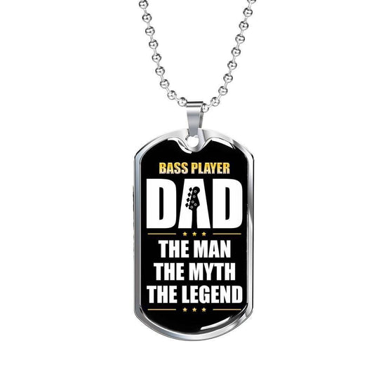 Dad Dog Tag Custom Picture Father’S Day, Bass Player Dad The Man The Myth Dog Tag Necklace Gift For Daddy Father's Day Rakva