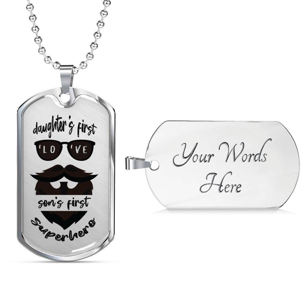 Dad Dog Tag Custom Picture Father’S Day, Beard Daughter’S First Love Son’S First Hero Dog Tag Necklace Gift For Daddy Father's Day Rakva