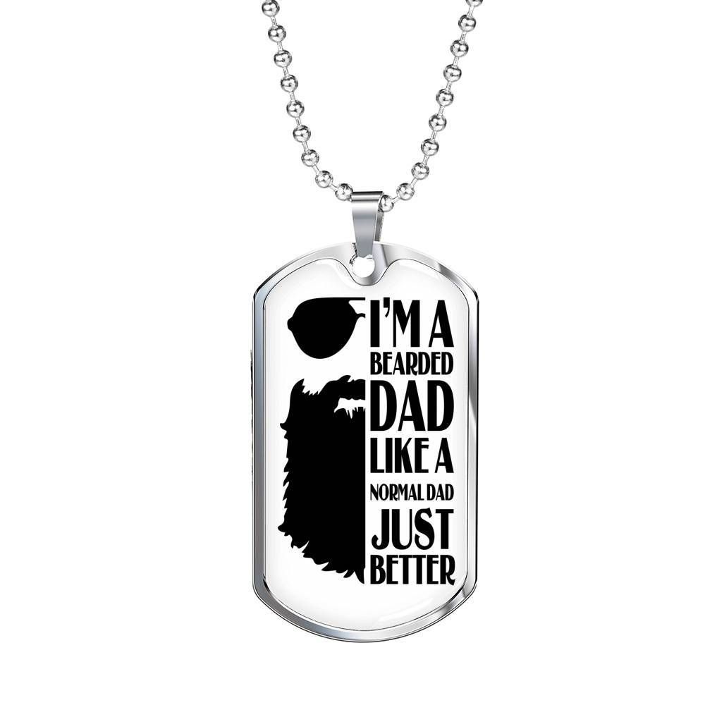 Dad Dog Tag Custom Picture Father’S Day, Bearded Dad Normal Dad Just Better Dog Tag Necklace Gift For Dad Father's Day Rakva
