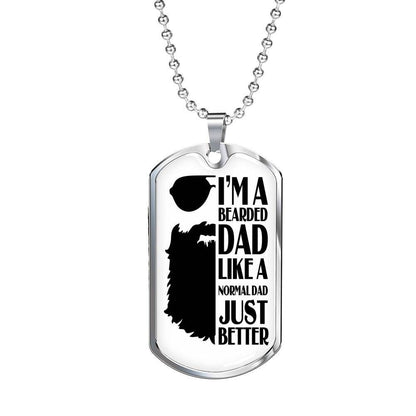 Dad Dog Tag Custom Picture Father’S Day, Bearded Dad Normal Dad Just Better Dog Tag Necklace Gift For Dad Father's Day Rakva