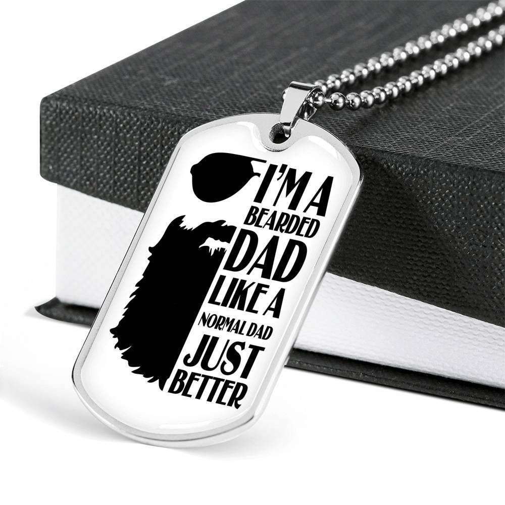 Dad Dog Tag Custom Picture Father’S Day, Bearded Dad Normal Dad Just Better Dog Tag Necklace Gift For Dad Father's Day Rakva
