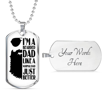 Dad Dog Tag Custom Picture Father’S Day, Bearded Dad Normal Dad Just Better Dog Tag Necklace Gift For Dad Father's Day Rakva