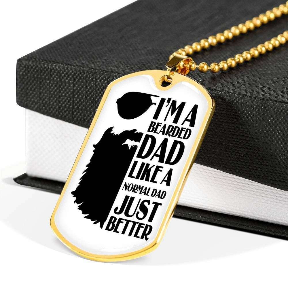 Dad Dog Tag Custom Picture Father’S Day, Bearded Dad Normal Dad Just Better Dog Tag Necklace Gift For Dad Father's Day Rakva