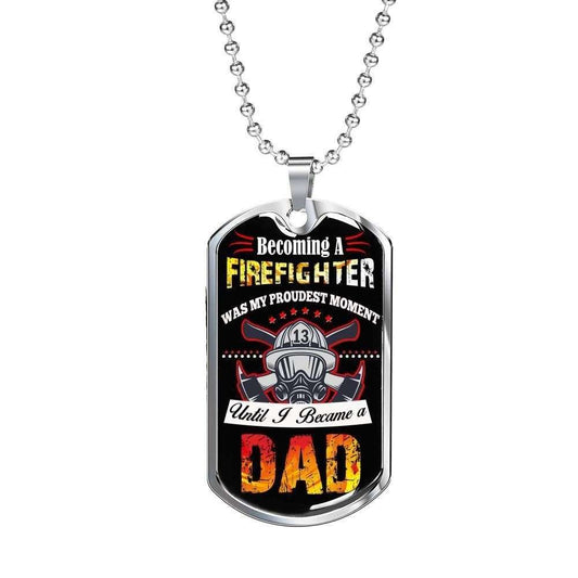 Dad Dog Tag Custom Picture Father’S Day, Becoming A Firefighter Dad Necklace Gift For Men Father's Day Rakva