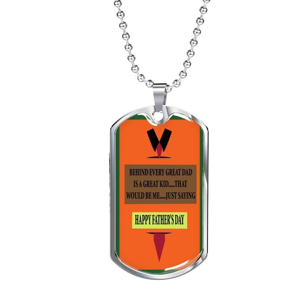 Dad Dog Tag Custom Picture Father’S Day, Behind A Child There Have A Father For Inspiration Dog Tag Necklace For Dad Father's Day Rakva