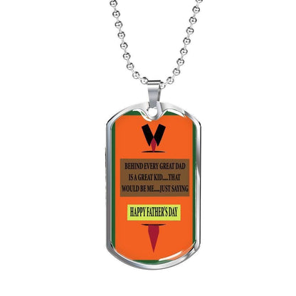 Dad Dog Tag Custom Picture Father’S Day, Behind A Child There Have A Father For Inspiration Dog Tag Necklace For Dad Father's Day Rakva