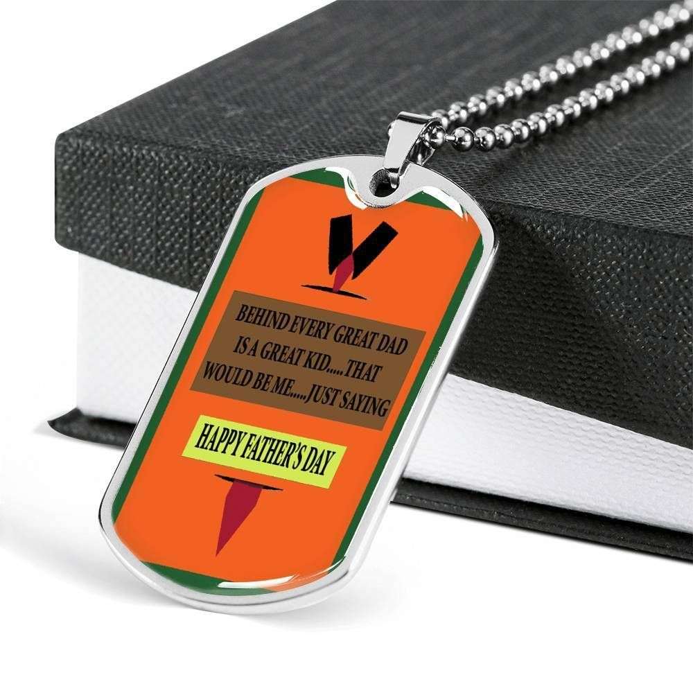 Dad Dog Tag Custom Picture Father’S Day, Behind A Child There Have A Father For Inspiration Dog Tag Necklace For Dad Father's Day Rakva