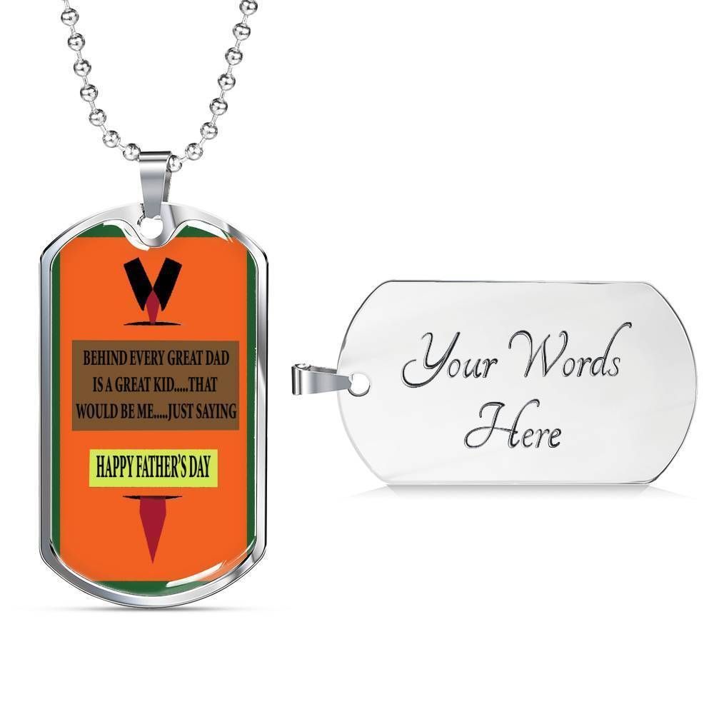 Dad Dog Tag Custom Picture Father’S Day, Behind A Child There Have A Father For Inspiration Dog Tag Necklace For Dad Father's Day Rakva