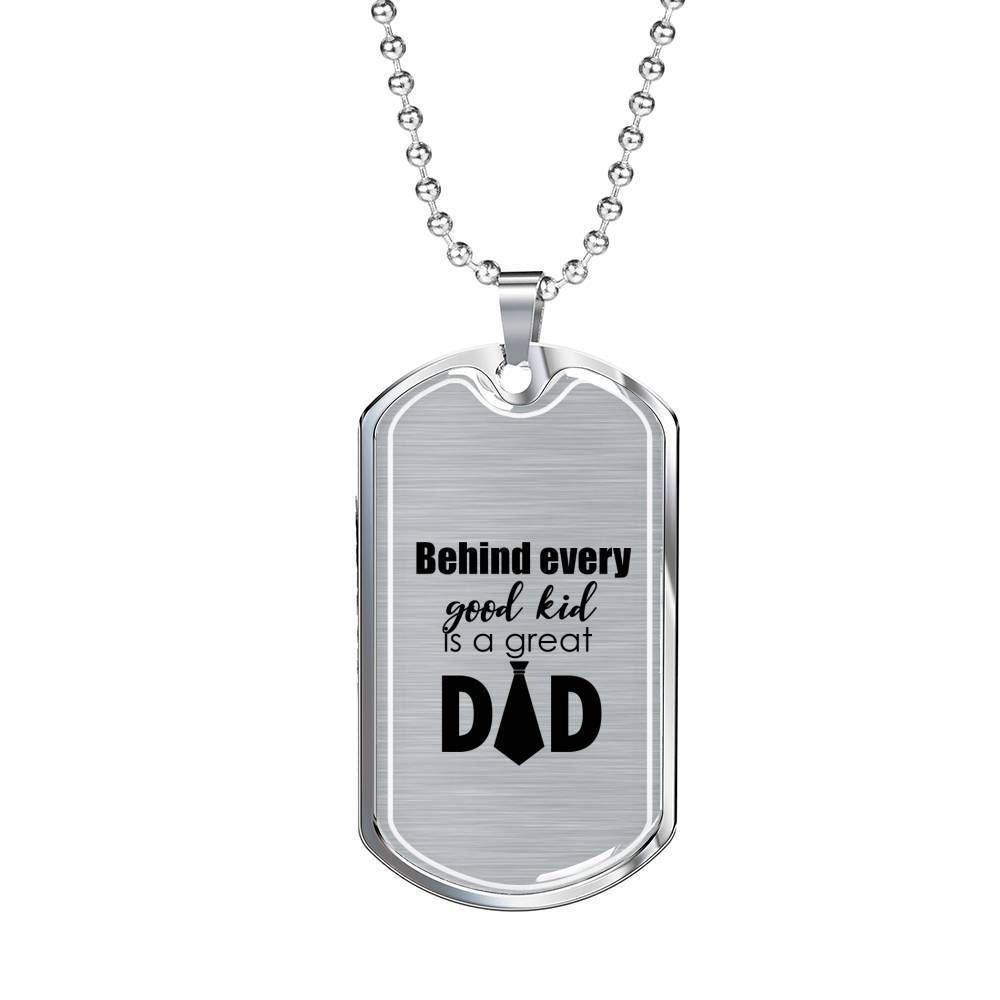 Dad Dog Tag Custom Picture Father’S Day, Behind Every Good Kid Is A Great Dad Necklace Gift For Men Father's Day Rakva