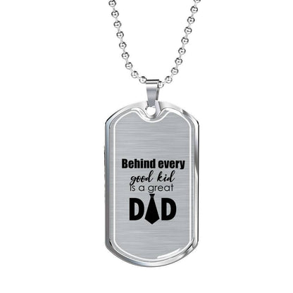 Dad Dog Tag Custom Picture Father’S Day, Behind Every Good Kid Is A Great Dad Necklace Gift For Men Father's Day Rakva