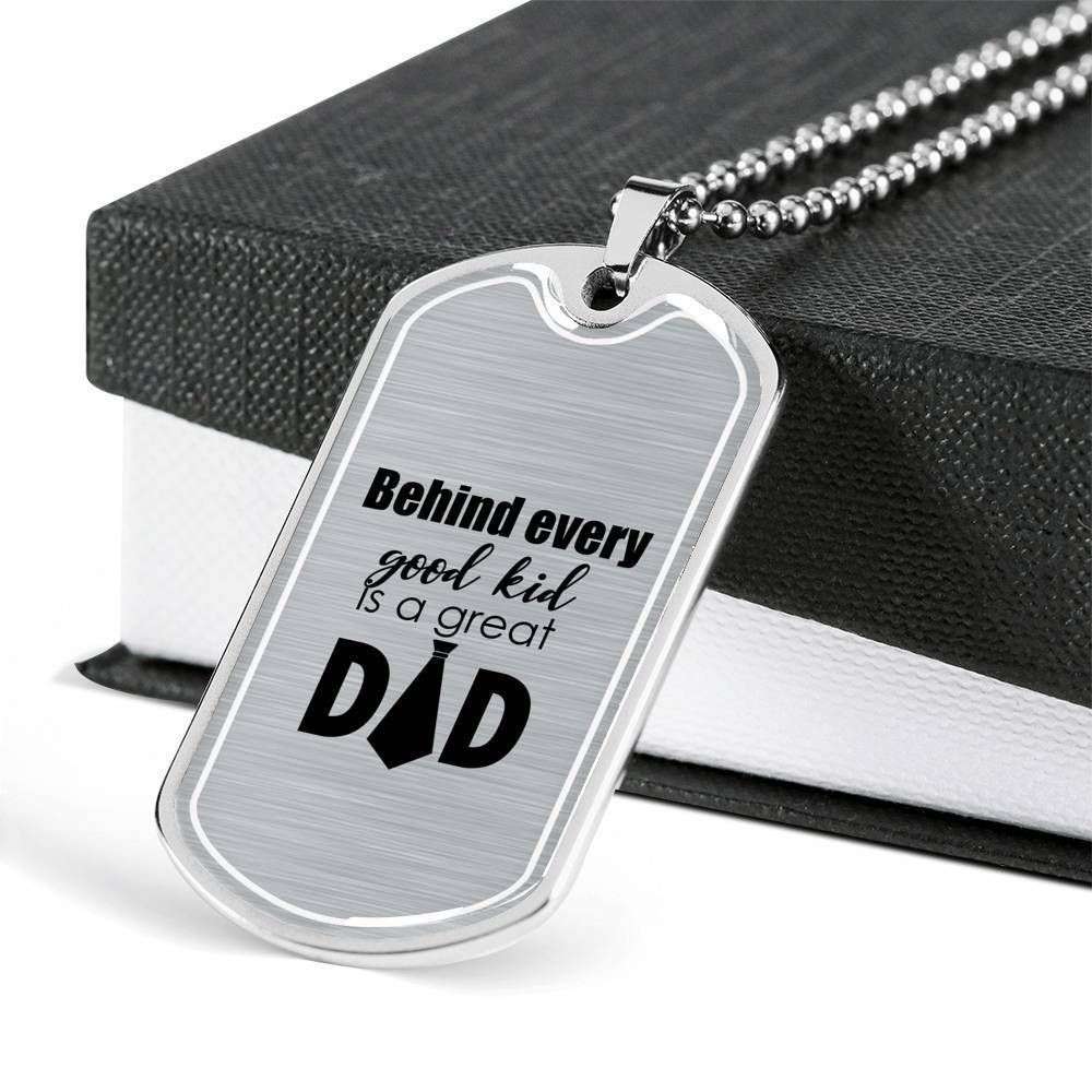 Dad Dog Tag Custom Picture Father’S Day, Behind Every Good Kid Is A Great Dad Necklace Gift For Men Father's Day Rakva